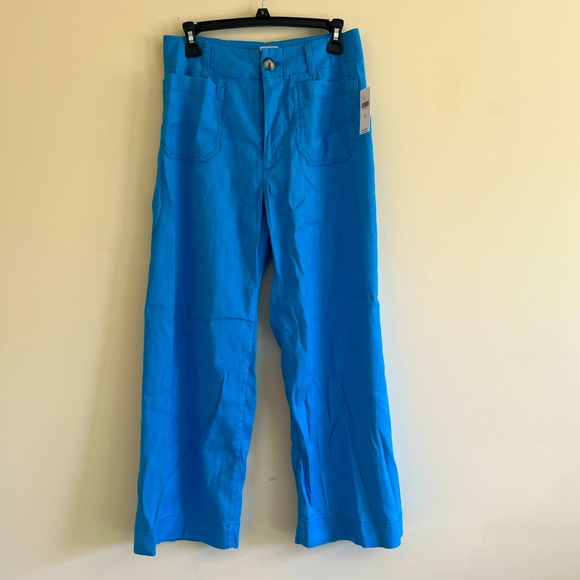 NWT Anthropologie Maeve The Colette Cropped Wide-Leg Pants Linen Sky Blue New - Picture 2 of 9